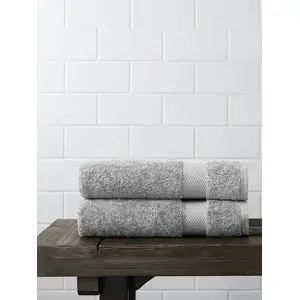 Amouve Organic Cotton Hand Towels, Set Of 2 - Light Grey