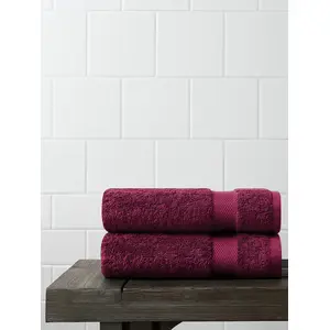 Amouve Organic Cotton Hand Towels, Set Of 2 - Burgundy