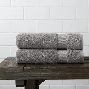 Amouve Organic Cotton Hand Towels, Set Of 2 - Stone Grey
