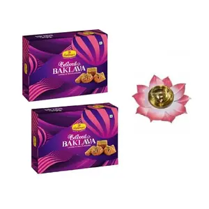 Haldiram s Nagpur Assorted Baklava Sweets (300gm * 2) Pack of 2 With Medium Diya