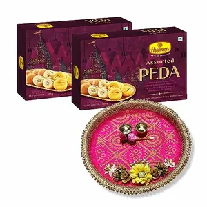 Haldiram's Nagpur Assorted Peda (Pack of 2-500 gm Each) With Puja Thali