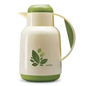 Milton Nancy 1000 Vacuum Insulated Inner Glass Hot or Cold Flask 1 Litre Green | Easy to Carry | BPA Free | Easy Grip | Food Grade | Odour Proof | Leak Proof
