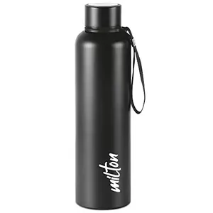 Milton Aura 1000 Thermosteel Bottle 1.05 Litre Black | 24 Hours Hot and Cold | Easy to Carry | Rust & Leak Proof | Tea | Coffee | Office| Gym | Home | Kitchen | Hiking | Trekking | Travel Bottle