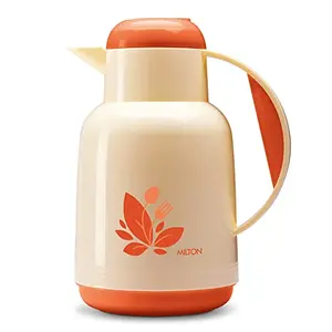 Milton Nancy 1000 Vacuum Insulated Inner Glass Hot or Cold Flask 1 Litre Tan | Easy to Carry | BPA Free | Easy Grip | Food Grade | Odour Proof | Leak Proof
