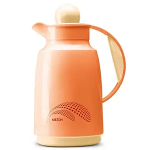 Milton Vienna 1000 Vacuum Insulated Inner Glass Hot or Cold Flask 1 Litre Orange | Easy to Carry | BPA Free | Easy Grip | Food Grade | Odour Proof | Leak Proof
