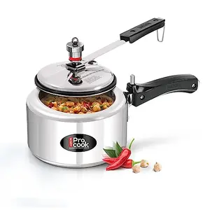 Milton Pro Cook Aluminium Induction Pressure Cooker With Inner Lid 2 litre Silver | Hot Plate Safe | Flame Safe