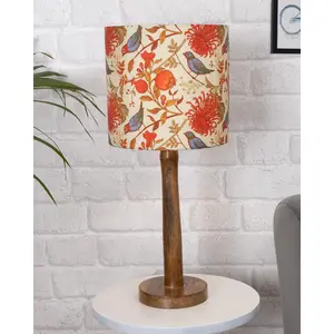 Homesake Modern Stick Table Lamp Wooden Base Modern Fabric Lampshade for Home Office Cafe Restaurant Nordic (Birds)