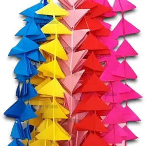 Festive Vibes Decorative Triangle Net Cloth Garlands 4ft. Hanging for Mehndi Haldi Wedding Party Dcor/Backdrops Home Dcor Color Theme Party Festivals (Triangle Hanging (Multicolor) 10)