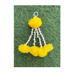 Festive Vibes Artificial Marigold & Rajnigandha Tassles Clustered Strings Decorative LatkansEasy Simple Backdrop Hangings for Decorations (Yellow (4L) Approx 20 cms Height 10)