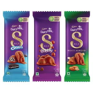 Cadbury Dairy Milk Silk Chocolate Bar Small Combo (1 x Silk Oreo 60 g 1 x Silk Bubbly 50 g 1 x Silk Roast Almond 58 g)