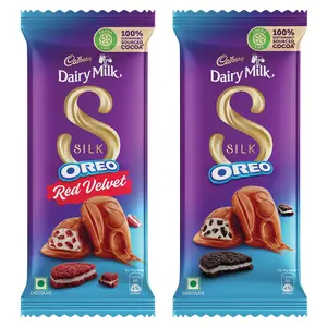 Cadbury Dairy Milk Silk Chocolate Bar Large Combo (Silk Oreo Red Velvet 130 g Silk Oreo Chocolate Bar 130 g)