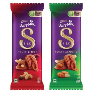 Cadbury Dairy Milk Silk Chocolate Bar Large Combo (Silk Fruit & Nut 137 g Silk Roast Almond 143 g) 280 g