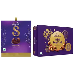 Cadbury Dairy Milk Silk Pralines Chocolate Gift Box 160g and Cadbury Celebrations Rich Dry Fruit Chocolate Gift Box 177g