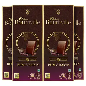 Cadbury Bournville Rum & Raisin Dark Chocolate Bar 80 g (Pack of 4)
