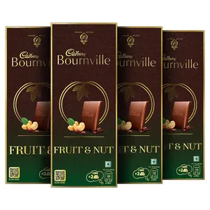 Cadbury Bournville Fruit and Nut Dark Chocolate Bar 80 g (Pack of 4)