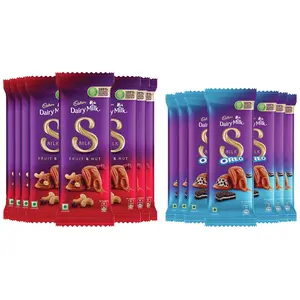 Cadbury Dairy Milk Silk Fruit & Nut Chocolate Bar Pack of 8 x 55g & Cadbury Dairy Milk Silk Oreo Chocolate Bar 60g Pack of 7