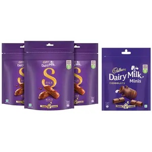 Cadbury Dairy Milk Home Treats 126 g pack of 18 Mini Chocolate Bars Pack of 4 & Cadbury Dairy Milk Silk Chocolate Home Treats 162gm - Pack of 3