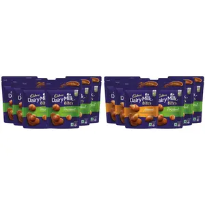 Cadbury Dairy Milk Bites- Almonds & Hazelnut (6 pack of 40g each) & Cadbury Dairy Milk Bites- Hazelnut 40g - Pack of 6