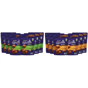 Cadbury Dairy Milk Bites- Almonds 40g - Pack of 6 & Cadbury Dairy Milk Bites- Hazelnut 40g - Pack of 6