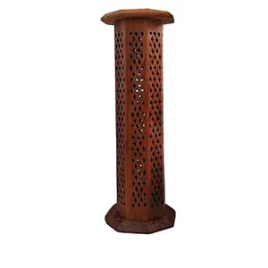 Festive Vibes Wooden Agarbatti Stand with Ash Catcher & Dhoop Stick Holder Agarbatti Stand Incense Holder |Wooden Incense Stick Holder for Home (Conical)