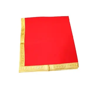 Festive Vibes Puja Aasan/Assan/Aasana of Velvet/Puja Altar Cloth/Puja Chowki Assan/Puja Cloth for Home Mandir/TempleSize - 1 MeterRed
