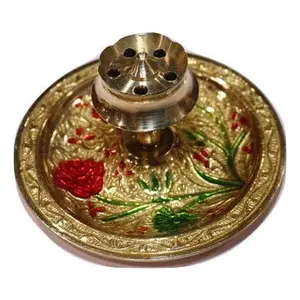Festive Vibes Brass Agarbatti Stand with Ash Catcher Agarbatti Stand Incense Holder |Brass Incense Stick Holder for Home Office Decor Temple Decor Diwali Decoration