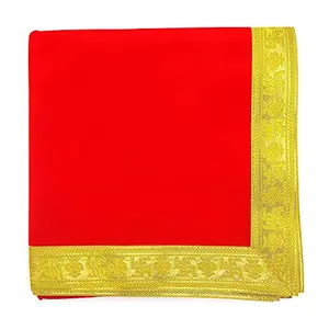 Festive Vibes Puja Aasan/Assan/Aasana of Velvet/Puja Altar Cloth/Puja Chowki Assan/Puja Cloth for Home Mandir/TempleSize - 44958 Metere (45 * 20 Inch)Red