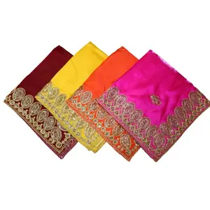 Festive Vibes Satin Puja Altar Cloth (Multicolour 18 x 18 Inch) - Pack of 4