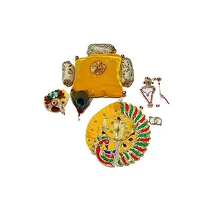 Festive Vibes Laddu Gopal Dress Full Combo for Kanha Ji Laddu/Ladoo Gopal Dress with Full Shringar/Kanhaji Poshak Combo Set of Dress with Shringar for Thakurji 0 No Multicolor