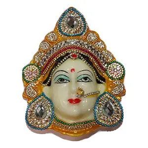 Festive Vibes Polyfibre Goddess MATA Maha Lakshmi (Laxmi) Devi Ma Face/Santoshi Maa Mukhota/Margashirsha Laxmi Face for Puja/Varalakshmi Vrath Puja