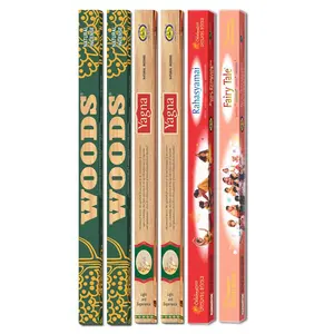 Cycle Pure Agarbathi Special Combo Pack - Yagna (2 Packs) - Woods (2 Packs) - Rahasyamai (1 Pack) - Fairy Tale (1 Pack) Incense Sticks - for Festive Gatherings Outdoor Use Special Rituals