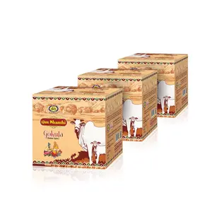 Om Shanthi POOJA MADE PURE Cycle Gokula Pure Gobar Upla/Uple/Kande Dry Cakes for Homa/Hawan/Puja/Rituals - Pack of 3 (24 per Pack)
