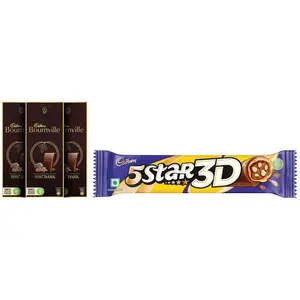 Cadbury 5 Star 3D Chocolate Bar 42 gm (Pack of 16) Bars (16 x 42 g) & Cadbury Bournville Rich Cocoa 70% Dark Chocolate Bar 3 x 80 g