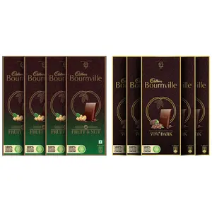 Cadbury Bournville Rich Cocoa 70% Dark Chocolate Bar 5 x 80 g & Cadbury Bournville Fruit and Nut Dark Chocolate Bar 80g (Pack of 4)