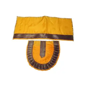 Festive Vibes Polystere Kolhapuri Matarani Dress for Mahalakshmi Chunri Patka/Lehengha Patka Dress for Devi/Poshak for Margashirsh Puja Items Pack of 1 Piece Size - 9 Inch (Yellow)