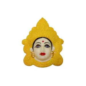 Festive Vibes Polyfibre Goddess MATA Maha Lakshmi (Laxmi) Devi Ma Face/Santoshi Maa Mukhota/Margashirsha Laxmi Face for Puja/Varalakshmi Vrath PujaYellow (Yellow)