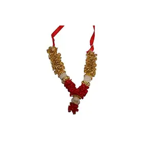 Festive Vibes Handcrafted Flower Mala For Small Idols Photoframes Artificial Garland Of Satin Ribbon /Satin Garland For Temple DÃ©cor Photo Frame Haar Ribbon Puja Mala Size - 3 Inch