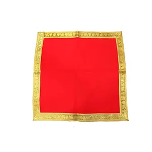 Festive Vibes Velvet Plain Chowki Assan/Ganpati Rumal Velvet Plain Pooja Cloth/Puja Assan/Puja Chowki Assan Puja Altar Cloth for Multipurpose use for Home Size- 28 * 28 Inch Red