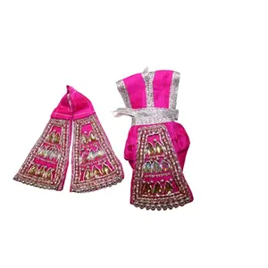 Festive Vibes Satin Krishna Dhoti Dress Ganpati Dhoti Set/Poshak for God/Dhoti Set for Statues of Home Mandir Vinayagar veshti Size -4 Inch (Pink)