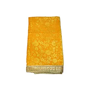 Festive Vibes Velvet Embose Puja Altar Cloth for Multipurpose Use Devi MATA Chunri Saibaba Sharna Cum Dupatta/Puja Chunni Cloth for Puja Table Size - 1 Meter Yellow