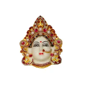 Festive Vibes Polyfibre Goddess MATA Maha Lakshmi (Laxmi) Devi Ma Face/Santoshi Maa Mukhota/Margashirsha Laxmi Face for Puja/Varalakshmi Vrath PujaYellow