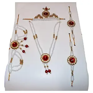 Festive Vibes Gauri Ganpati Mahalaxmi Rosegold Necklace Combo Set/Ganpati Shringar Jewellery/Deity Jewellery/Shringar for Matarani/Ganpati Gauri Set Combo/Moti Mala for Goddess/Devi Shringar