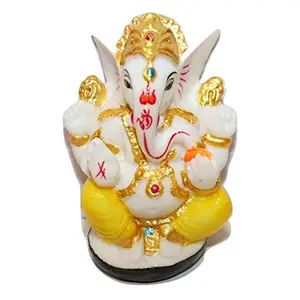 Festive Vibes Ganpati Idol of Fibre For Gifting Purpose and Good Luck for Car Dashboard Home Decor (Medium Multicolour)