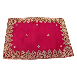 Festive Vibes Puja Assan Velvet Puja Cloth/Puja Aasan/Puja Chowki Assan/Puja Altar Cloth Size - 12 * 18 InchPink
