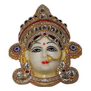 Festive Vibes Polyfibre Goddess Mata Maha Lakshmi Devi Ma Face for Puja Multicolour