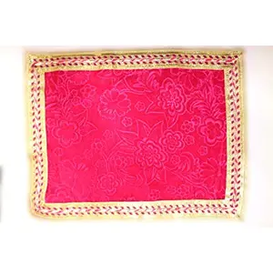 Festive Vibes Velvet Puja Assan Cloth/Puja Aasan/Puja Chowki Assan/Puja Altar Cloth Velvet Cloth for Home Mandir Puja SamagriSize - 10 * 13 InchPink