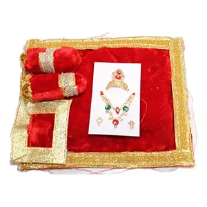 Festive Vibes Laddu Gopal /Bal Gopal Ji Shringar Kantha Haar /Har and Mukut /Crown For Deities Ram- Sita/Ganesh/Laxmi/Radha Krishna Idol / Durga Devi Shringar with Free Gaddi Takkiya Set