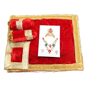 Festive Vibes Laddu Gopal /Bal Gopal Ji Shringar Kantha Haar /Har and Mukut /Crown For Deities Har Mukut Set for Radha Rani with Free Gaddi Takkiya Set
