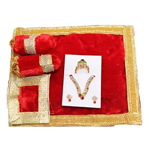 Festive Vibes Laddu Gopal /Bal Gopal Ji Shringar Kantha Haar and Mukut /Crown For Deities Ram- Sita/Ganesh/Laxmi/Radha Krishna Idol / Durga Devi Shringar with Free Gaddi Takkiya Set Size