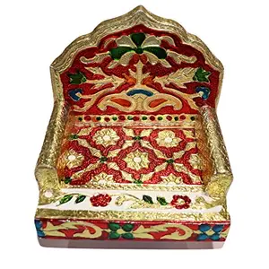 Festive Vibes Meenkari Singhasan for Laddu Gopal/Ladoo Gopal Sinhasan for Pooja Mandir/Bed for Bal Gopal/Wooden Small God Temple/Handcrfated Singhasan for Bed/Ladoo Gopal AccessoriesSize - 1 No